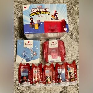 Tonies Bundle with Red Carrying Case and Blue Headphones